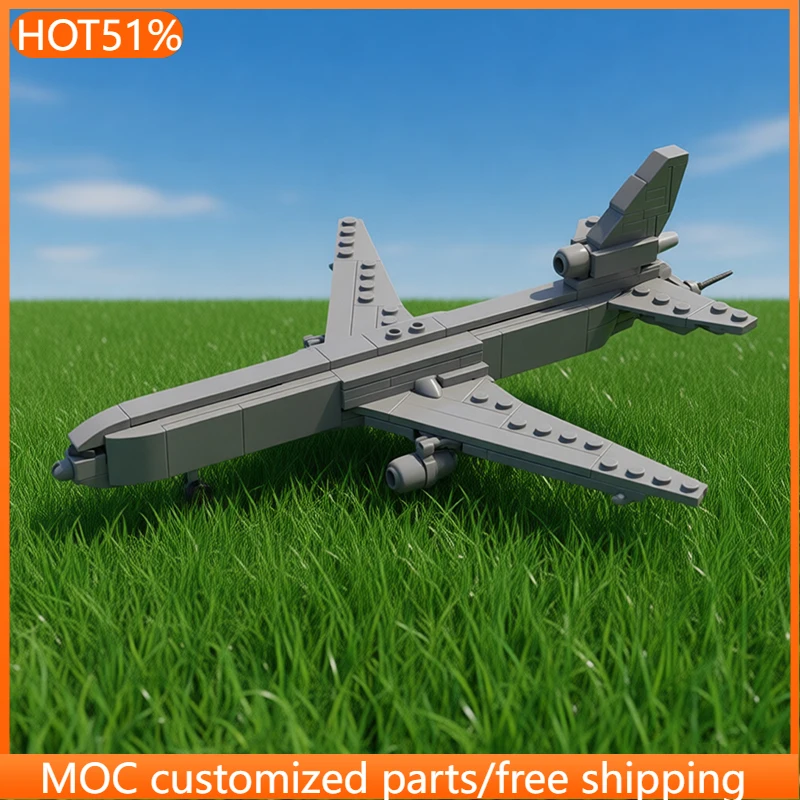 

218 деталей, конструктор самолета Douglas KC-10, масштаб 1:300, MOC, модульный, настраиваемый, креативный дизайн, DIY, игрушка для мальчиков, рождественский подарок