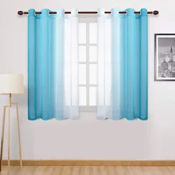1PC Curtain Faux Grommet Filter Semi transparent Gradient Curtain 1.32mx1.6m Multiple Colors Available for Home Curtains