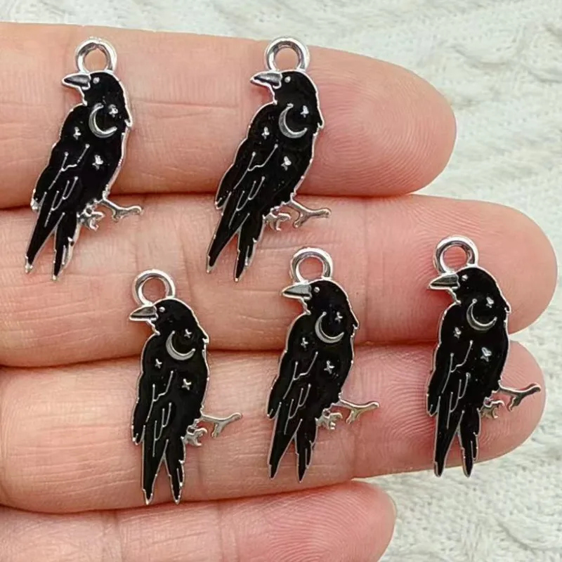 10Pcs Gothic Style Moon Skull Crow Enamel Charms For DIY Jewelry Making Earring Necklace Bracelet Keychain Pendants Accessories
