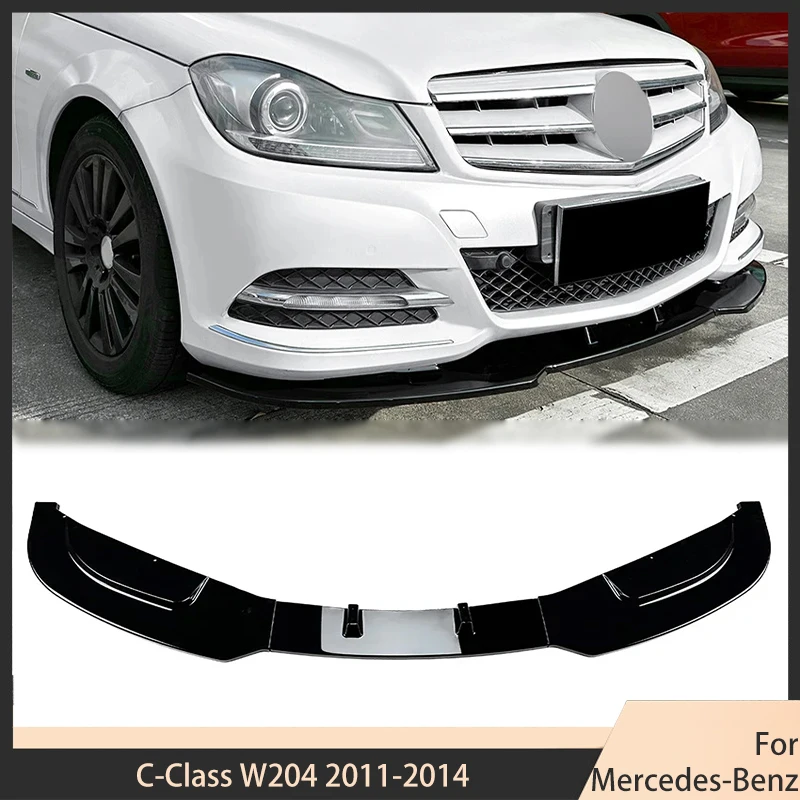 Front Bumper Lip Spoiler Front Bumper Protector for Mercedes-Benz C-Class W204 2011-2014 Lower Blade Splitter Auto Parts