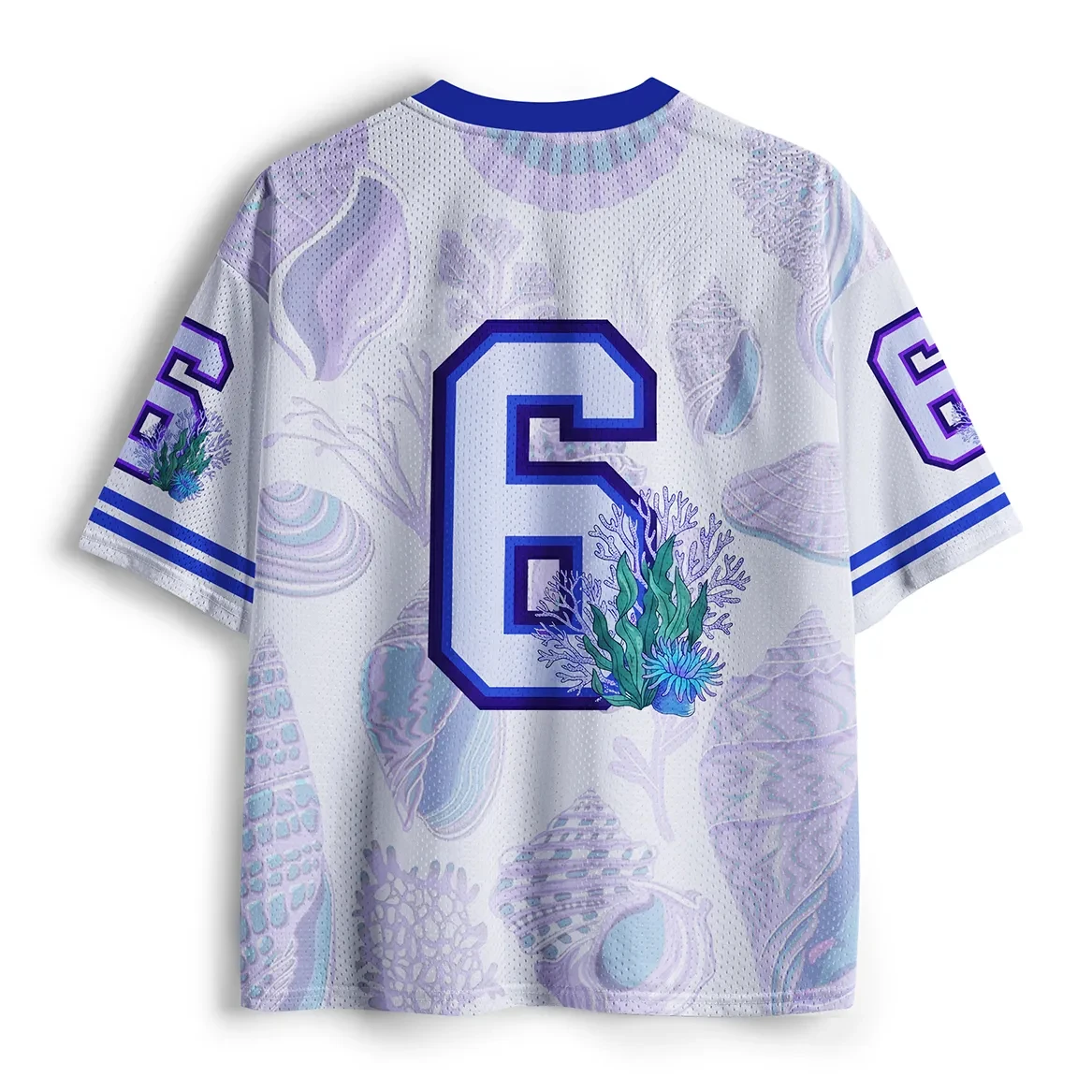 2026 Men Vintage Japanese Sea Wave Manta Ray Graphic V Neck Sports Jersey Oversized Mesh Short Sleeve Streetwear Tee
