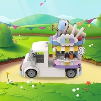 MOC French Fries Food Truck Model Building Blocks City Street View Series Gourmet Shop Ice Cream Food Car Bricks Toys Kid Gifts