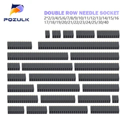 10PCS 2.54mm Double Row Female 2~40P Breakaway PCB Board Pin Header Socket Connector Pinheader 2*2/3/4/6/10/12/16/20/40Pin