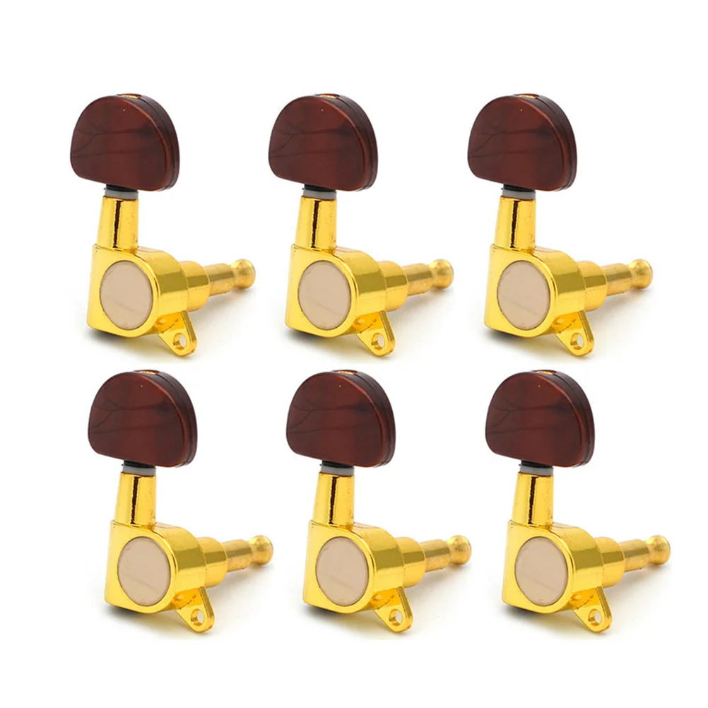 

6PCS Replacement Oval Guitar Machine Heads Tuning Pegs for Electric Guitar Wooden Guitar - Right (Golden)