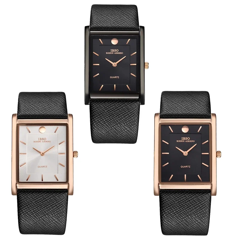 Luxury Men Rectangular Watches Business Black Leather Waterproof Man Handwatch White Top Brand Original Male Dress Wristwatch es