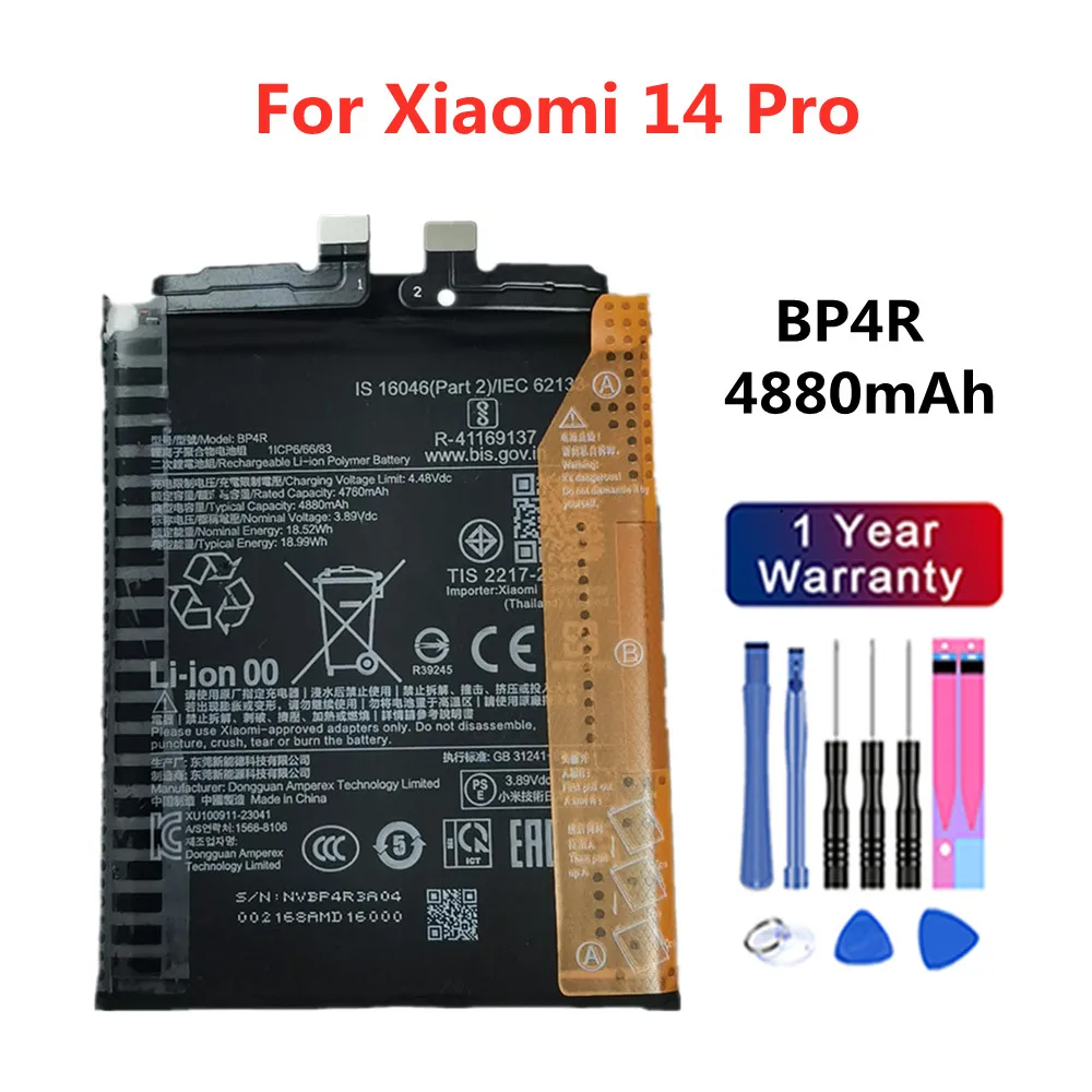

BP4R High Quality Replacement Battery Fro Xiaomi 14 Pro 4880mAh Phone Batteries + Free Tools