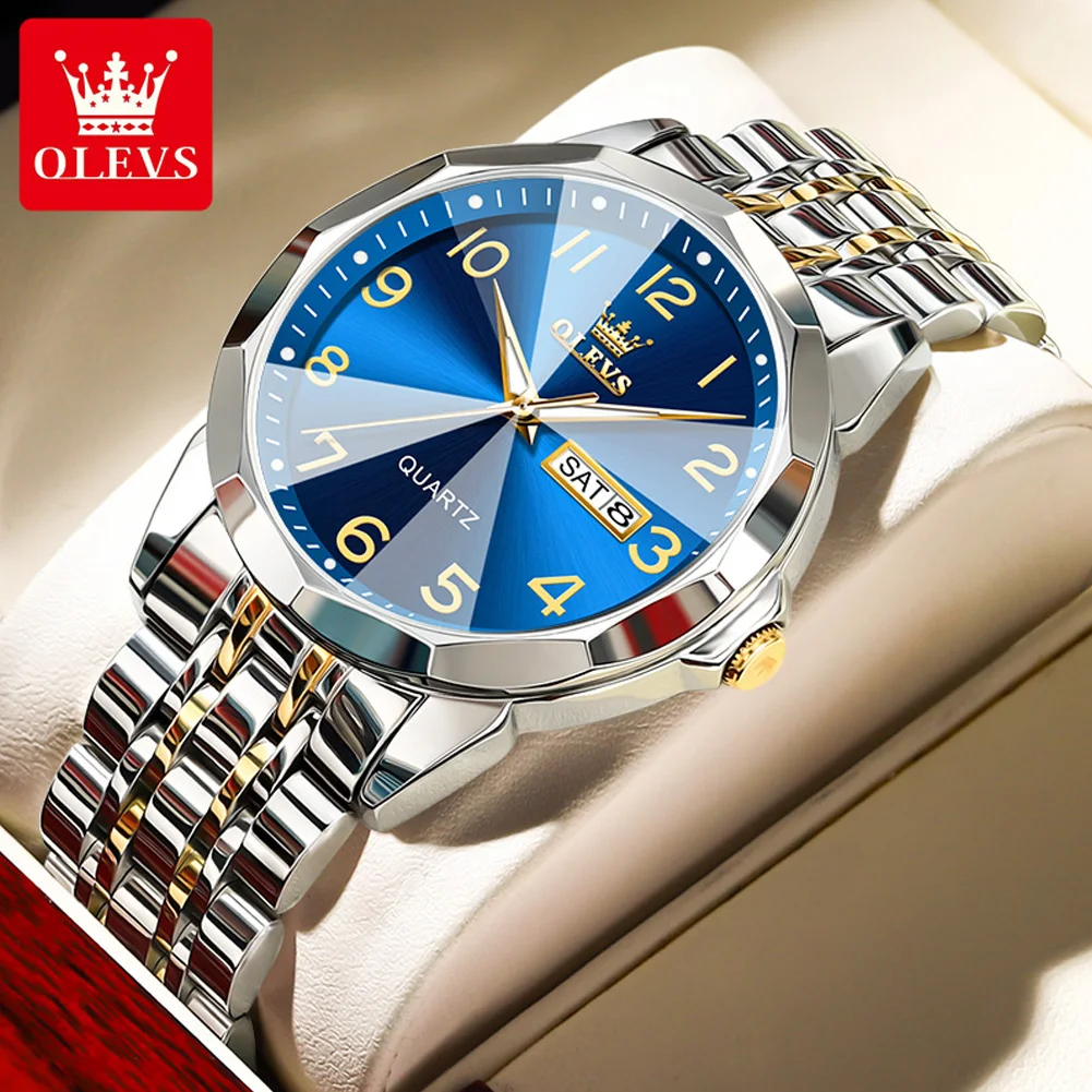 

OLEVS Business Mens Watches Top Brand Luxury Quartz Watch Stainless Steel Waterproof Sports Week Date Clock Relogio Masculino