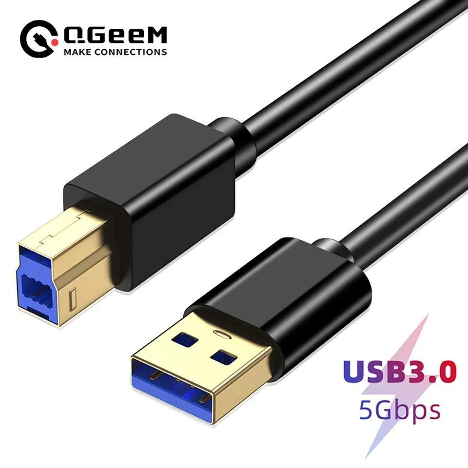 QGeeM Super Speed USB 3.0 Printer Cable USB 3.0 A to B Cables USB 3.0 Cable Extension Printer Wire Cable for HP Printer Core