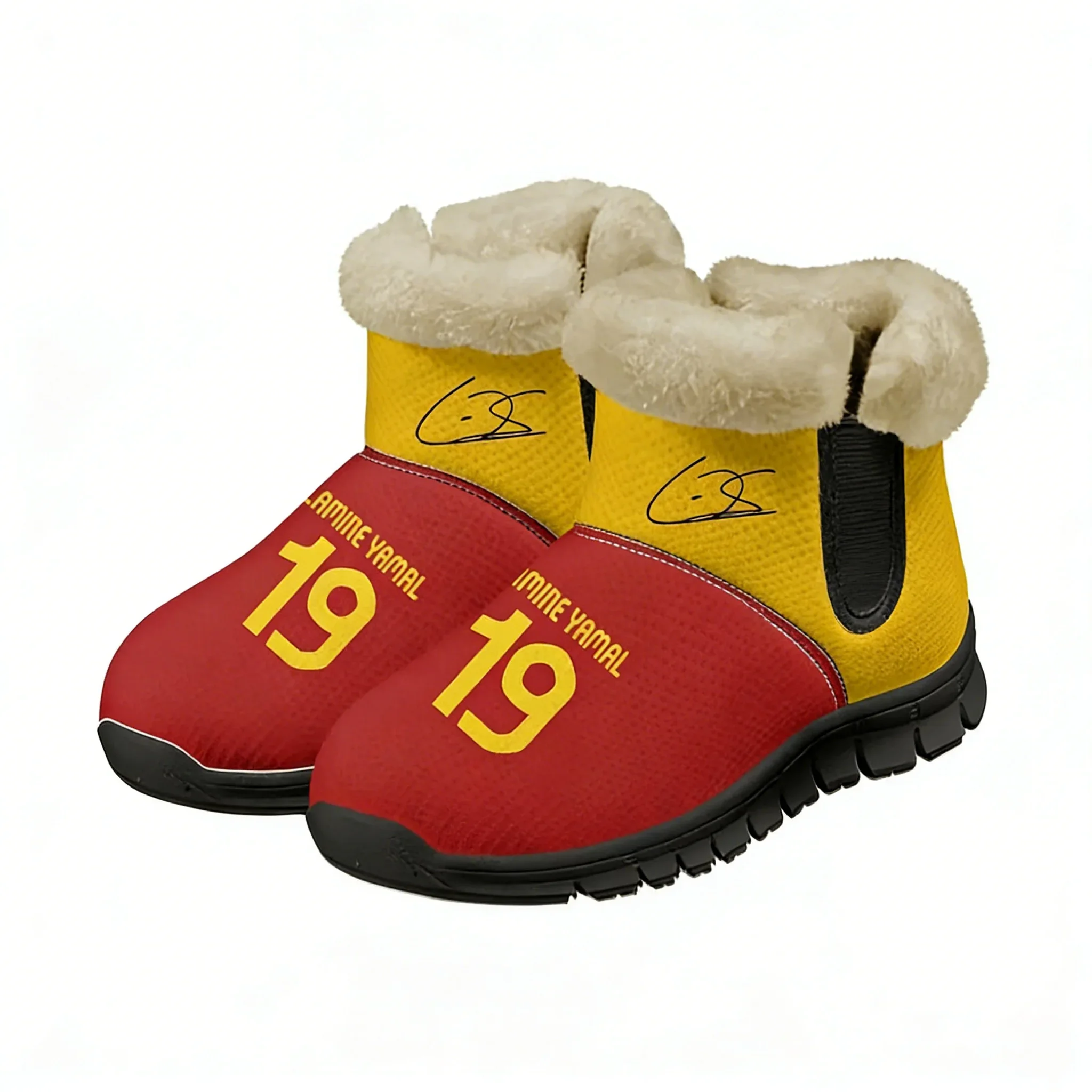 Zapatillas de Felpa Yamal No.10 para Hombre, Mujer y Adolescente, Zapatillas Deportivas Cálidas, Zapatillas de Fútbol Estrella de España, Zapatillas Casuales Personalizadas Negras