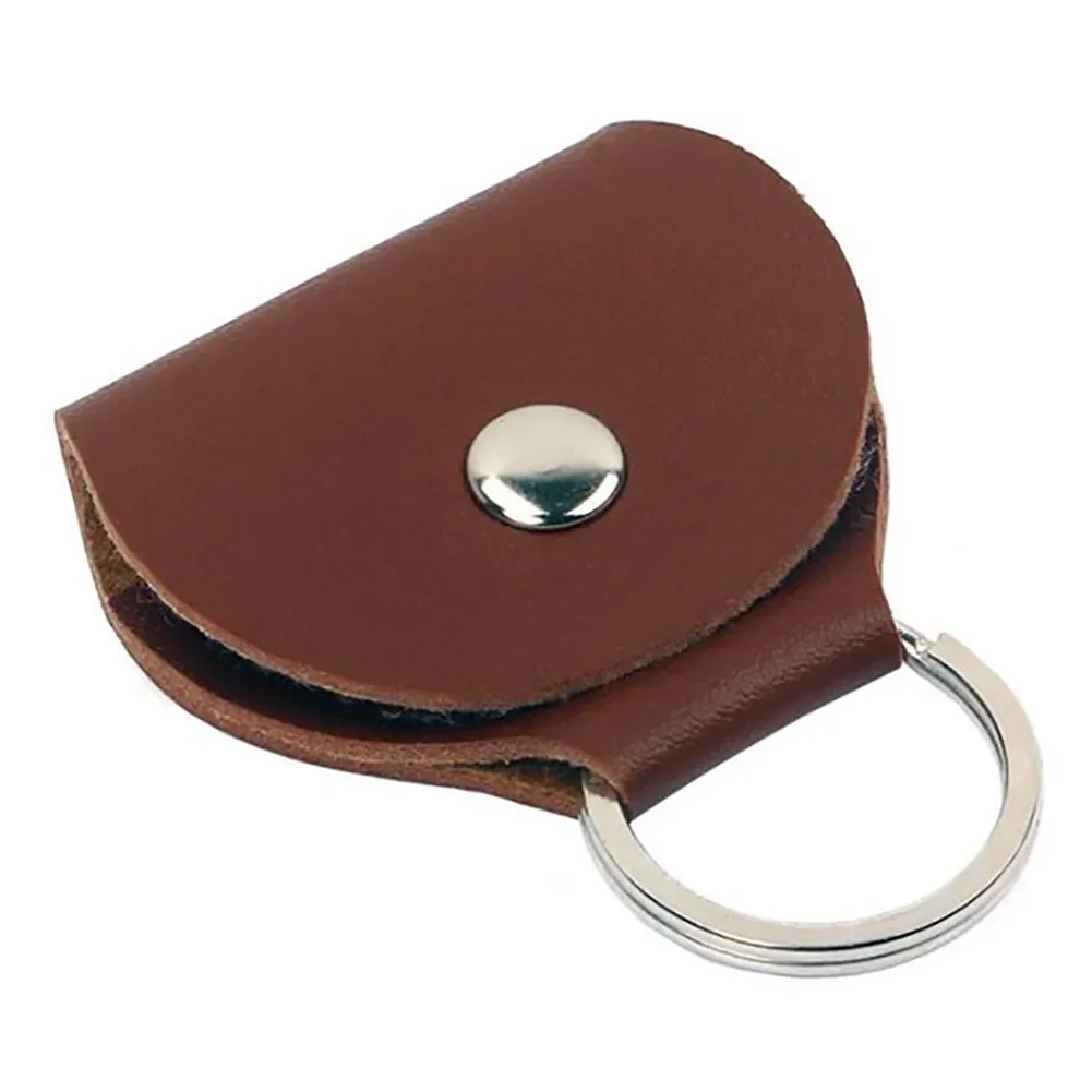 Soporte para púas de guitarra, estuche para púas, paquete de 6, llavero de cuero, fundas para púas, banco mediano, cuero de vaca, 1-3 uds. De púas