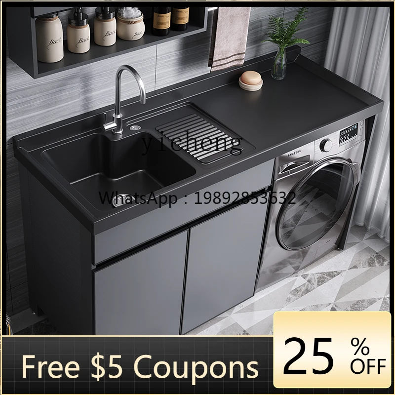 Alumimum Washing Machine All-in-One Cabinet Balcony Companion Bathroom Hand Washing and Washing Basin Cabinet