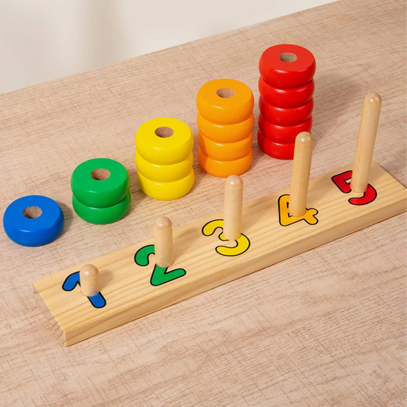 Educational Math Toy Develops Fine Movement Skills Educational Math Learning Board Color Sorting Nesting Rings Paint