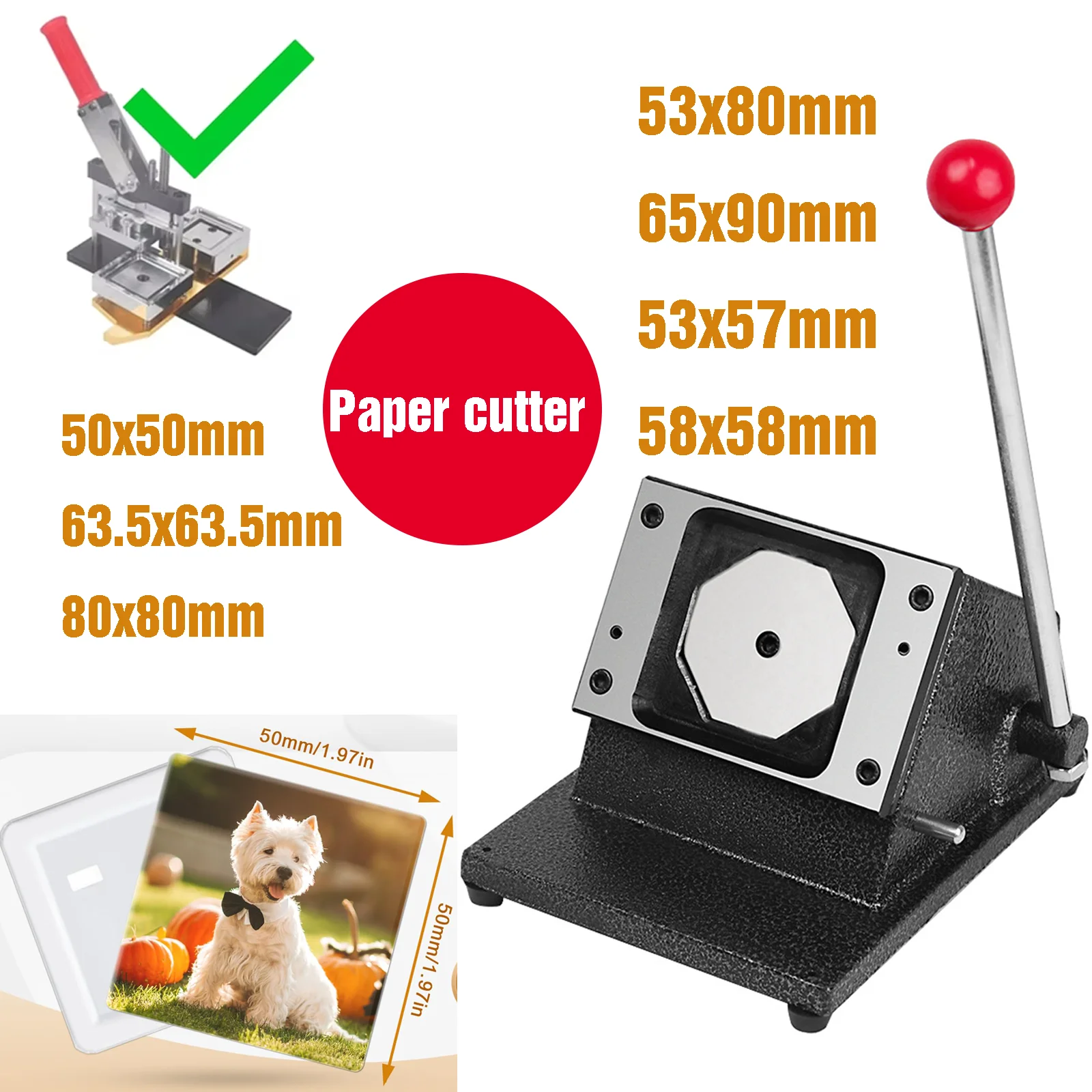 

50x50/53x80mm Paper Cutter Machine for DIY Button Badges Fridge Magnets Making Machine Crafts Supply 65x90mm Portable Hand Tools