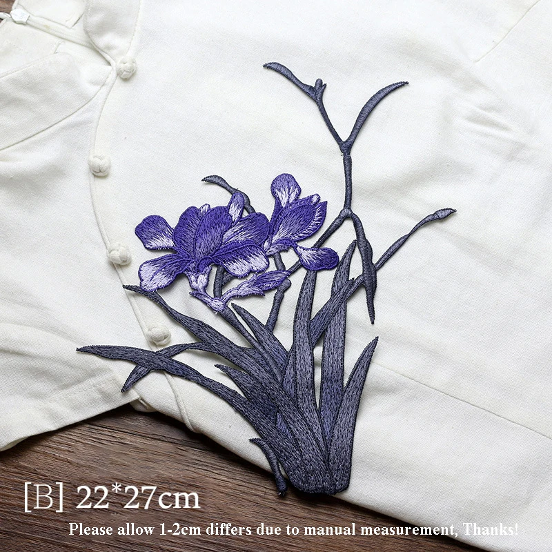 Multicolor Orchid Embroidery Appliques for Clothing Dress T Shirt Decorative DIY Sewing Cloth Patches Accessories Pride Flowers