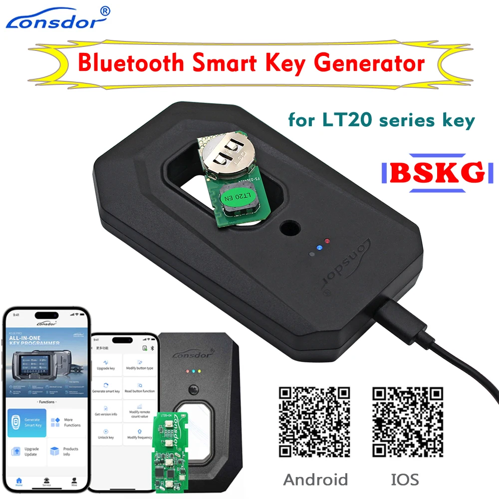 Lonsdor BSKG Bluetooth Smart Key Generator for LT20 Series Remotes Generate Smart Key Modify Frequency & Buttons