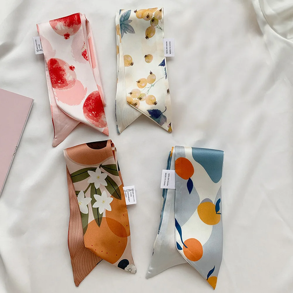 Popular Silk Skinny Silk Scarf Hair Band Women Spring Hair Hand Bag Wrist Bandana Foulard Ribbon Scarves Hair Accessories