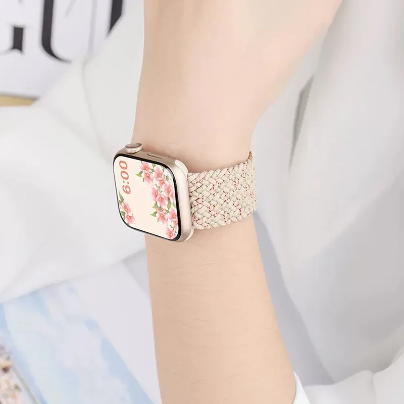 Braided Solo Loop For Apple Watch Band 44mm 40mm 45mm 49mm 41mm 42mm 46mm Elastic Bracelet iWatch Series 7 4 SE 5 6 8 9 10 Ultra