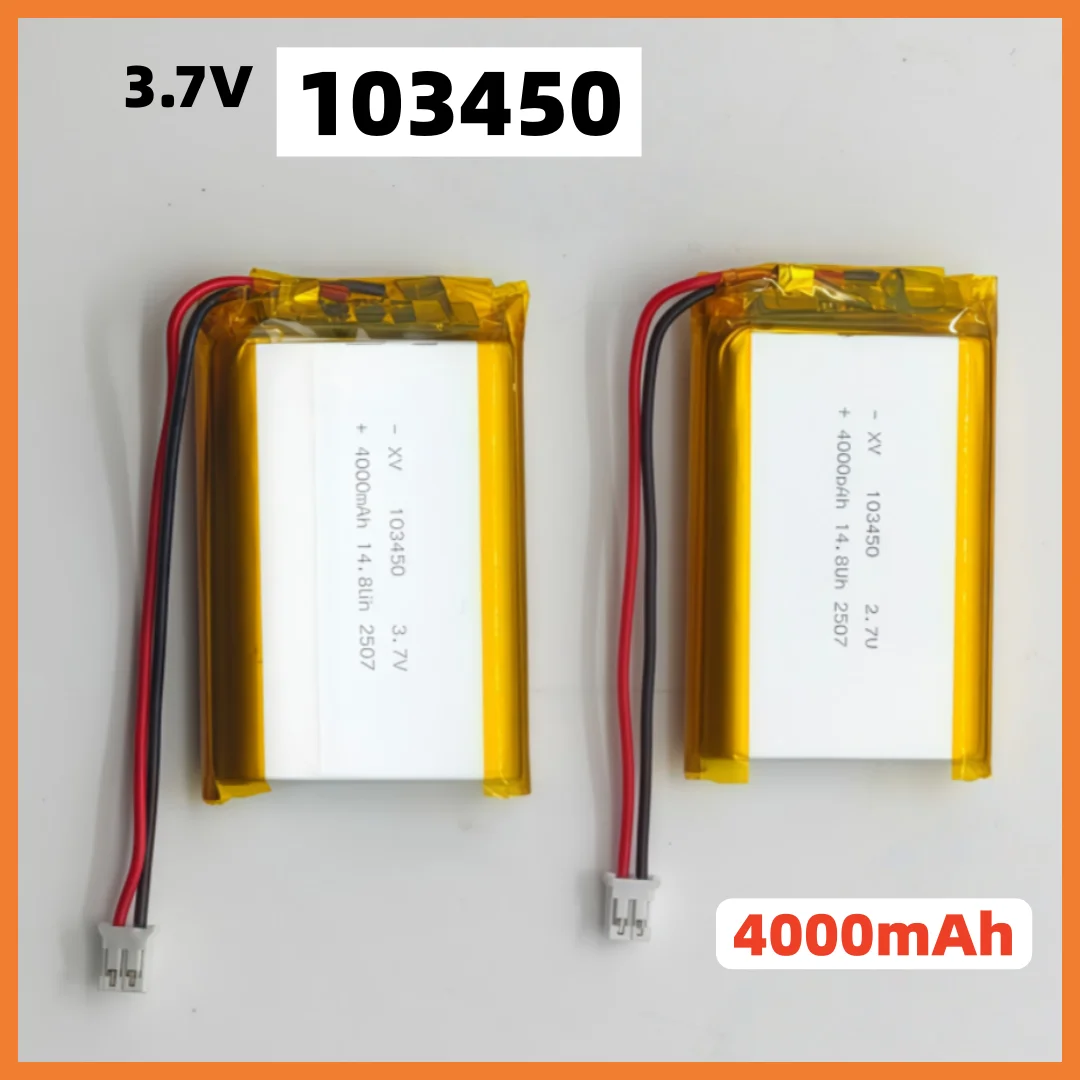 3.7 فولت 103450 2/3/4Ah بوليمر بطاريّة ليثيوم قابلة لإعادة الشحن jst PH 2.0 مللي متر 2pin التوصيل للكاميرا GPS الملاح MP5 سماعة رأس بخاصية البلوتوث #2
