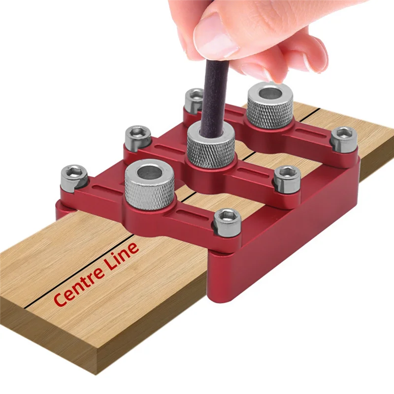 

AA21-1Set Self Centering Dowelling Jig Dowel Hole Positioner Locator Red With 3-10Mm Drill Sleeves