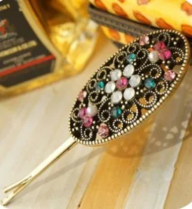 2026 Retro Unique Classic Crystal Luxury Hollow Crystal Hairpin Side Clip Hair Accessories Hairpin Wholesale Sales
