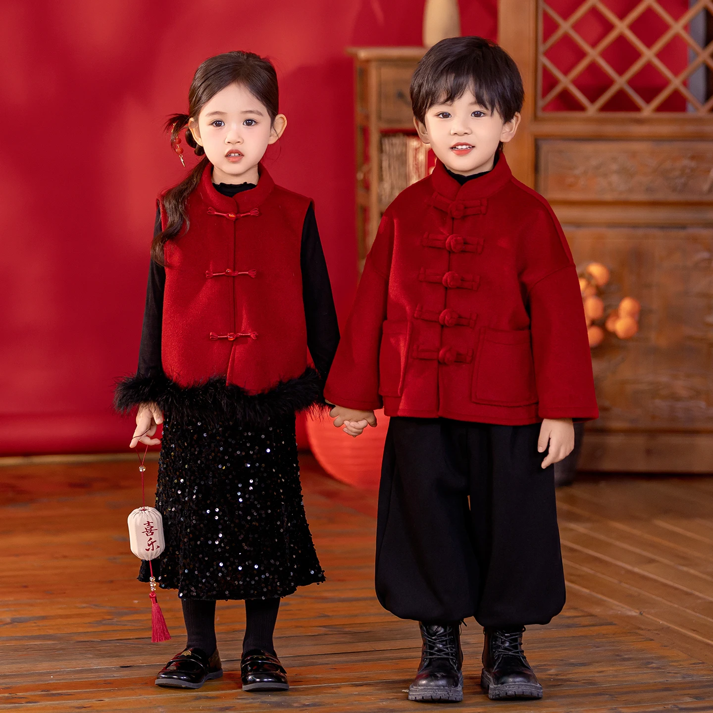 

Новый китайский детский зимний костюм Ханьфу для выступлений, новогодний комплект одежды для мальчиков, традиционный костюм Тан для девочек