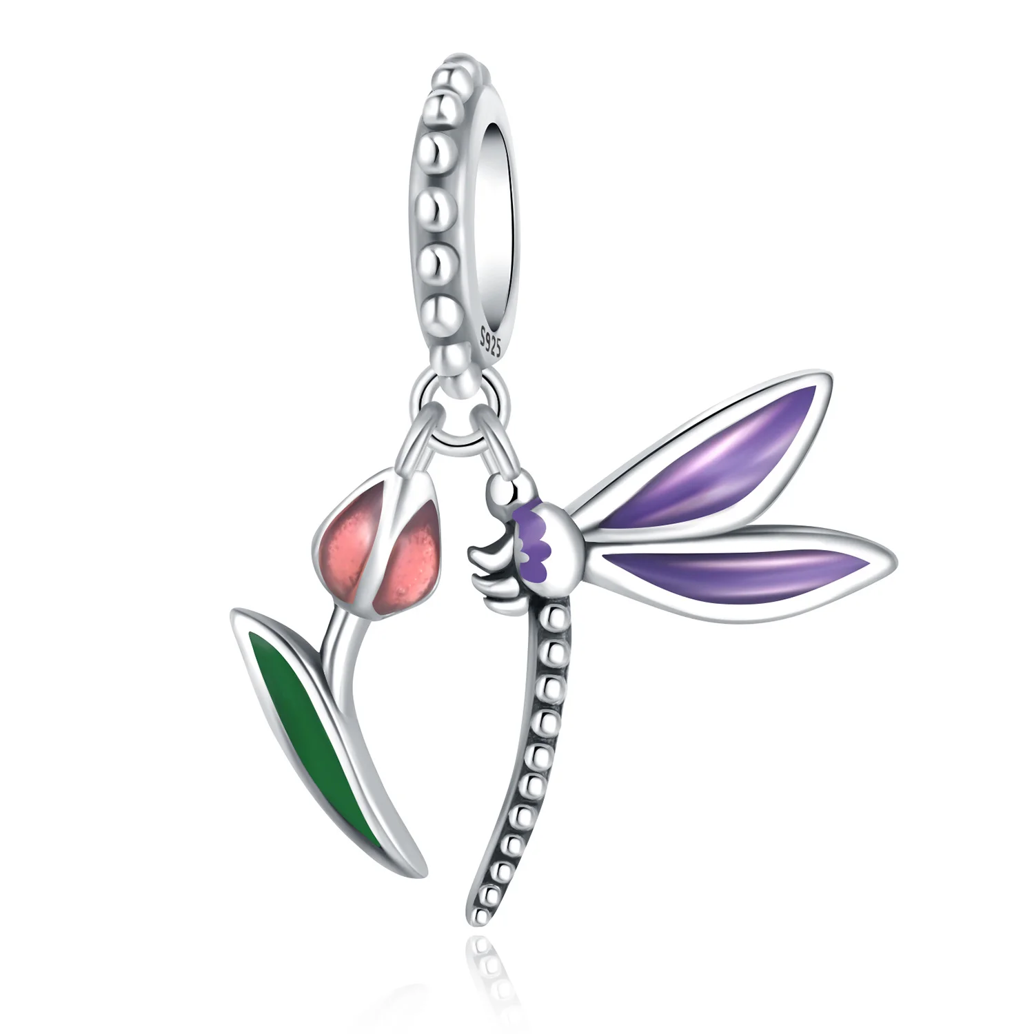 

Original 925 Sterling Silver Charms Luxury Tulip Dragonfly Insect Pendant Beads Fit Bracelet Diy Women Making Delicate Gift
