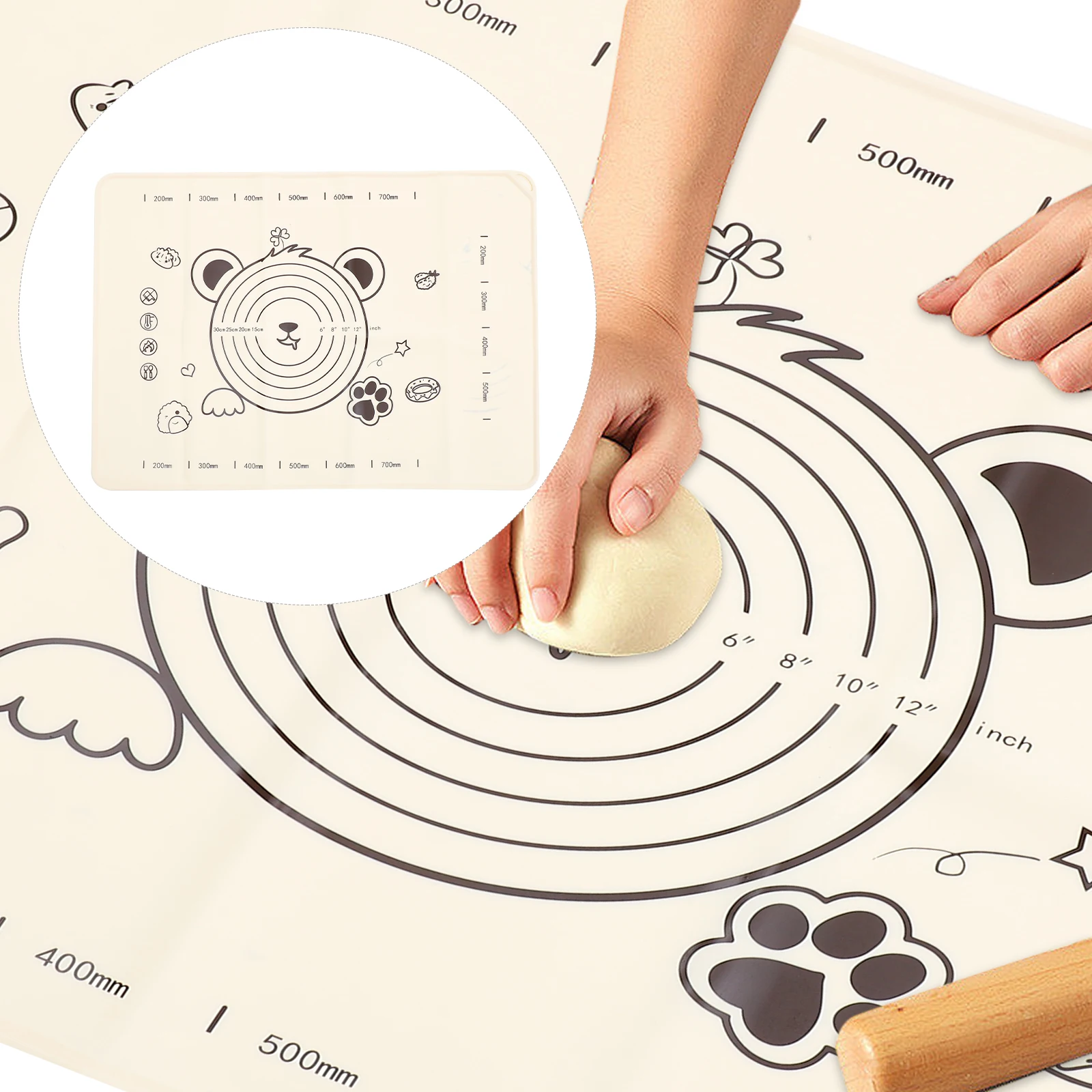 

Bakeware Kneading Mat Silicone Cake Rolling Non-slip Cooking Table Bread Baking