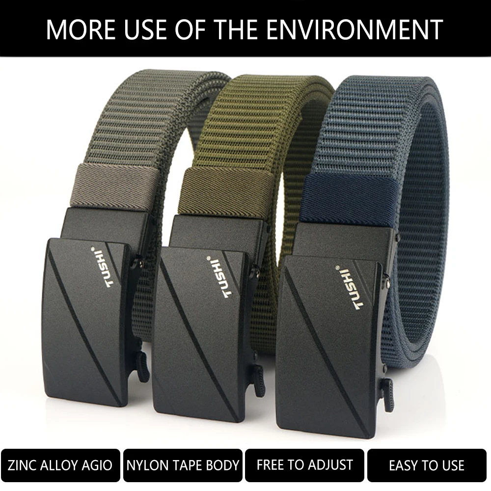 TUSHI Military Automatic Buckle Nylon Belt Outdoor Hunting Multifunctional Tactical Canvas Belt High Quality Men And Women Belt