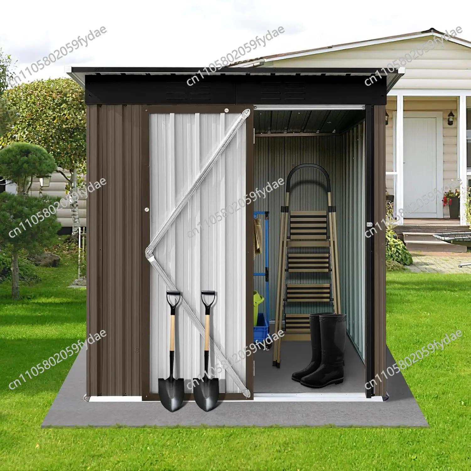5 X 4 FT Metal Outdoor Storage Shed Tool Sheds with Pitched Roof and Shutter Vents, Practical Weatherproof Tool