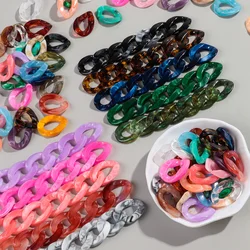 30pcs 20x30mm Acrylic Dual Color Cuban Link Chain Loose Beads for Bracelet Necklace Glasses Chain Making DIY Jewelry Accessories