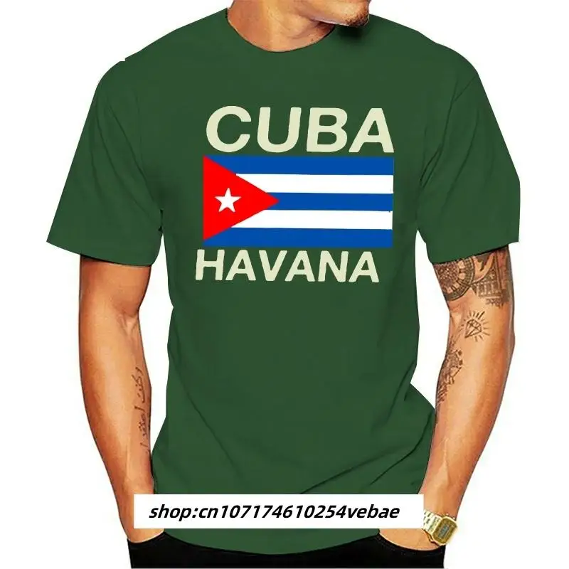 

Kaus Lengan Pendek Katun Havana Bendera Kuba Camiseta Imresso Homens Kerah O