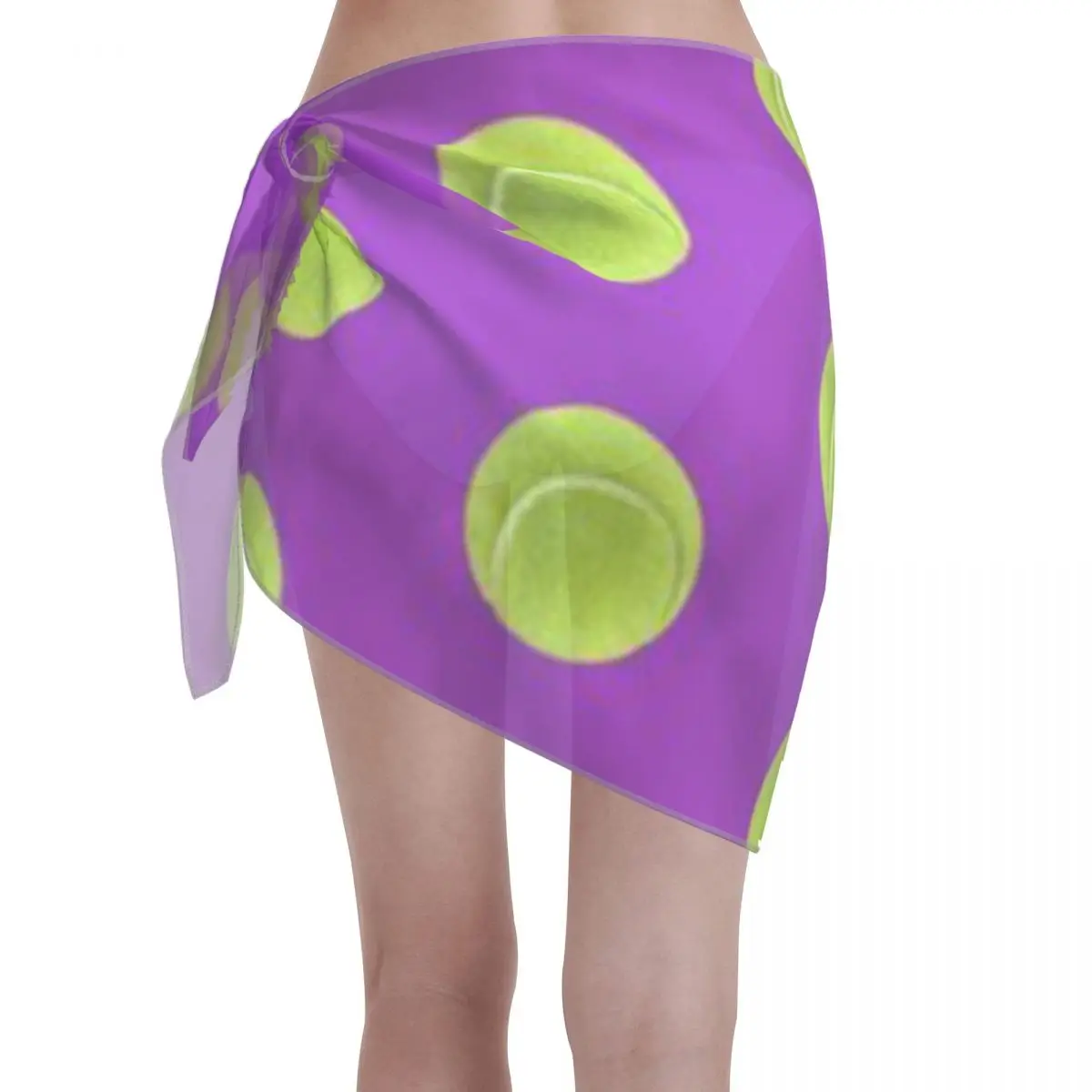 Promotion Tennis Ball Pattern - Purple Heart Women's Beach Wrap SkirtHotel Pool Leisure Cover Up Sarong
