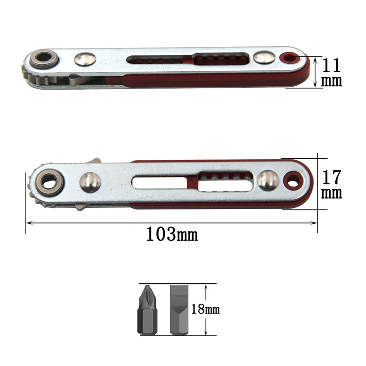 Mini Ratchet Wrench 1/4 Inch Drive Socket Hex Screwdriver Bit Dual Ratchet Wrench Tool with Two Bit Heads Elbow