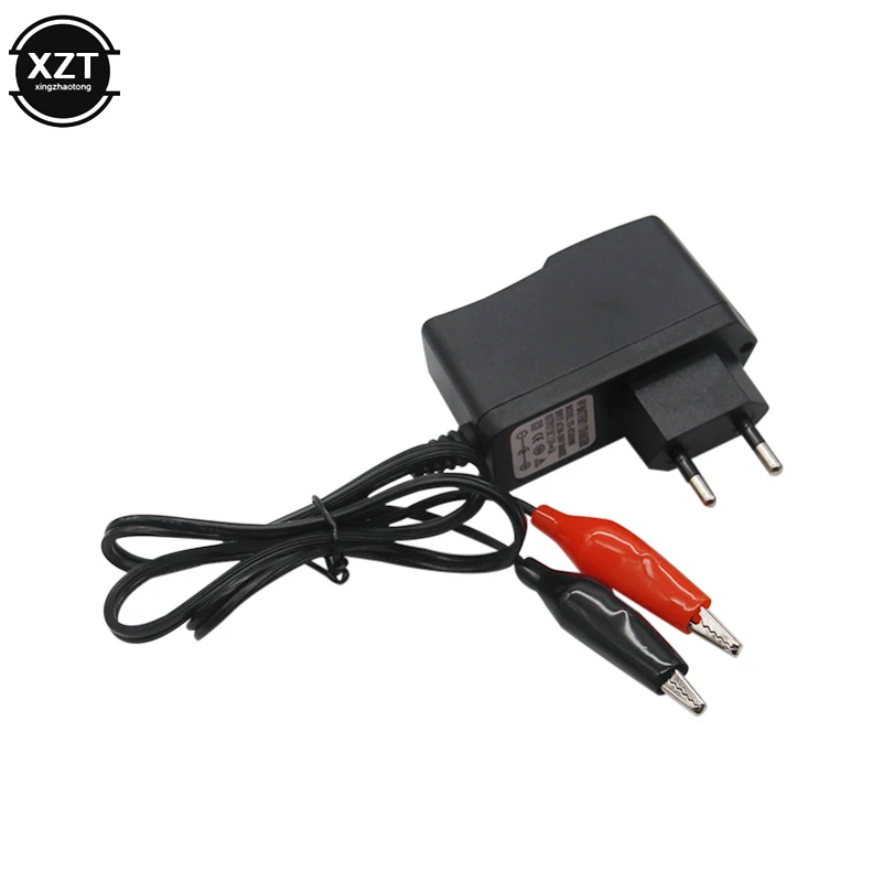 Cargador de batería de plomo-ácido seca de 6V 1000mA para coche, motocicleta, juguetes eléctricos y herramientas, adaptador de carga de 6 voltios 1A con pinza