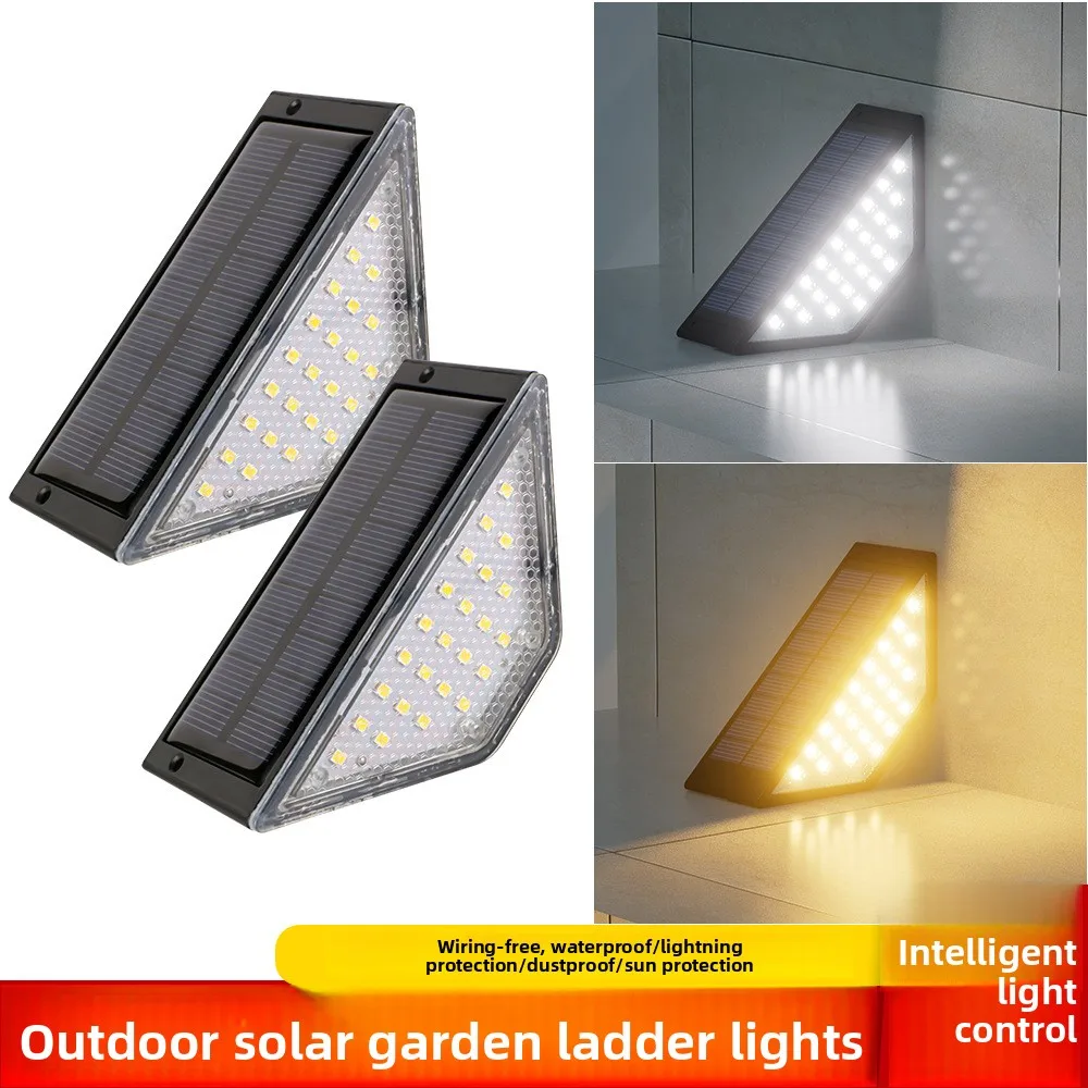 Outdoor Solar Stair Lights 12LM Auto Dimming Step Lamp Driveway Porch Landscape Easy Install No Wiring Needed