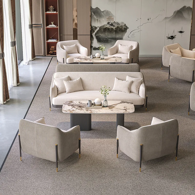 

Customizable New Chinese Hotel Sales Office Reception Sofa Modern Light Luxury Club Negotiation Table and Chair Combination