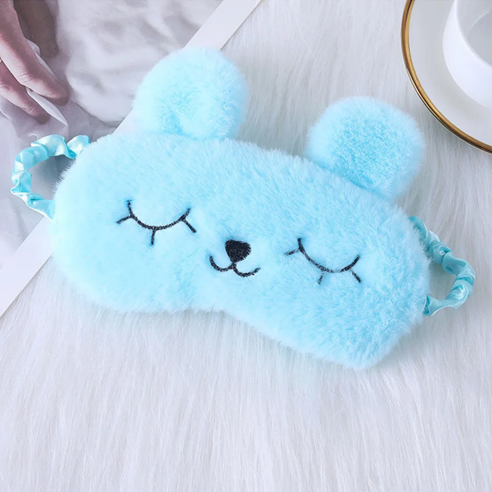 Cartoon Plush Eyes Closed Rabbit Sleep Eye Mask Cute Sleeping Eye Patches Night Dream Eye Covers Soft Lightproof Silky Eye Mask