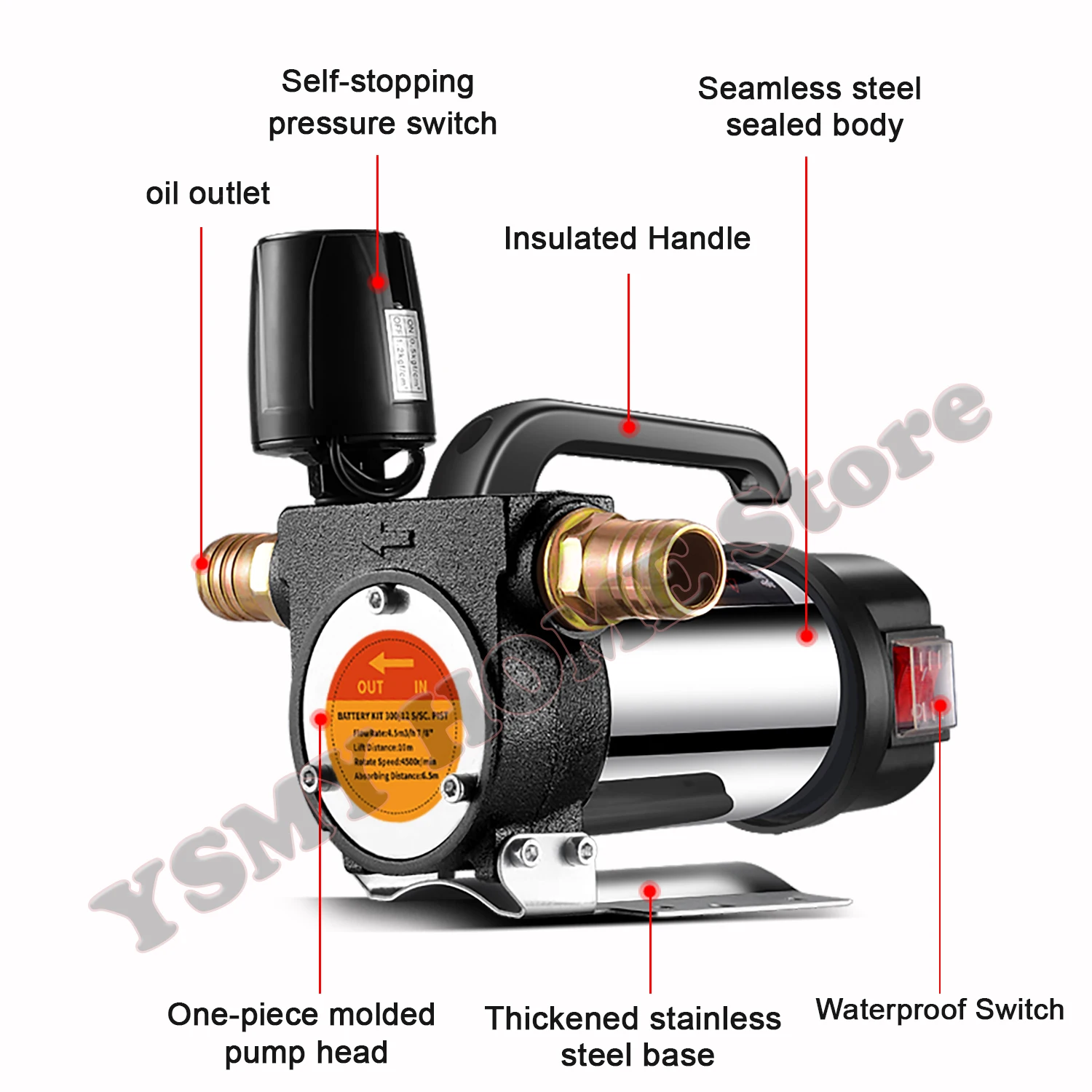 Imagem -04 - Bomba de Transferência do Combustível Diesel Querosene Auto-escorvante Distribuidor do Óleo Portable para Automaticamente Bomba de Óleo Elétrica 12v 24v 220v a