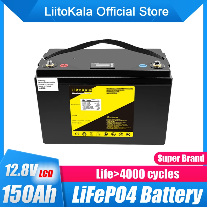 LiitoKala 12.8v 150AH lifepo4 bateria z 100A BMS 12V 150Ah bateria do RV ksenonowe światło energia słoneczna inwerter 14.6V20A