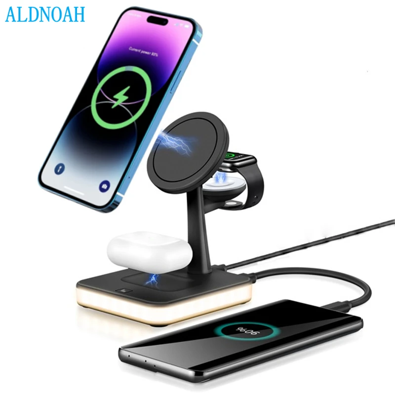 

25W 3 in 1 Magnetic Wireless Charger for Macsafe iPhone 12 13 14 Pro Max Mini Apple Watch Airpods Qi Fast Charging Dock Station