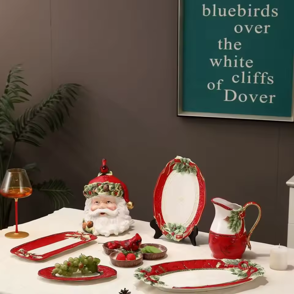 High-end Christmas Day Series Fruit Snack Plate Dishes and Plates Sets Dinnerware Set
