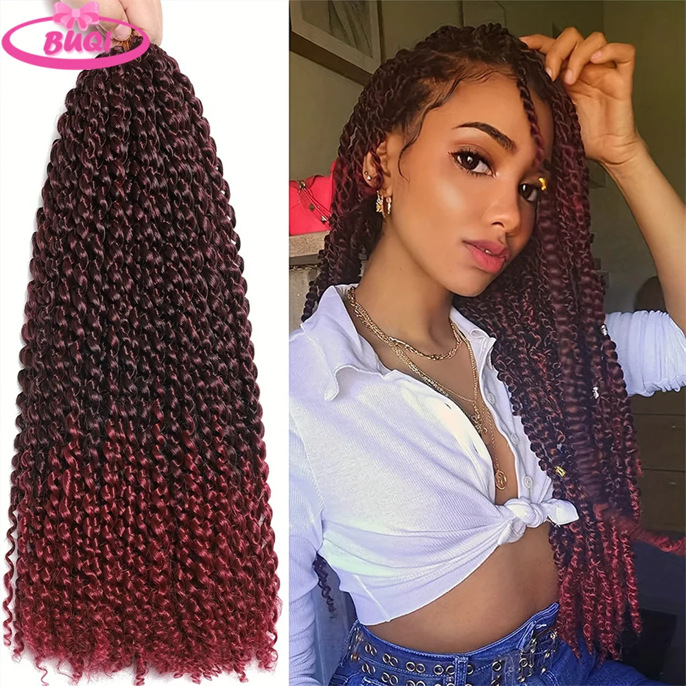 BUQI Pretwisted Passion Twist Hair 18 Inch Pre Looped Crochet Hair For Women Passion Twist Synthetic Braiding Hair Extensions