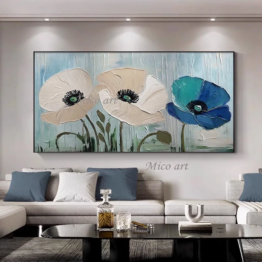 

Sofa Background Wall Abstract Oil Paintings 3D Flowers Art Textured Picture Large Size Frameless Simple Style Acrylic Artwork