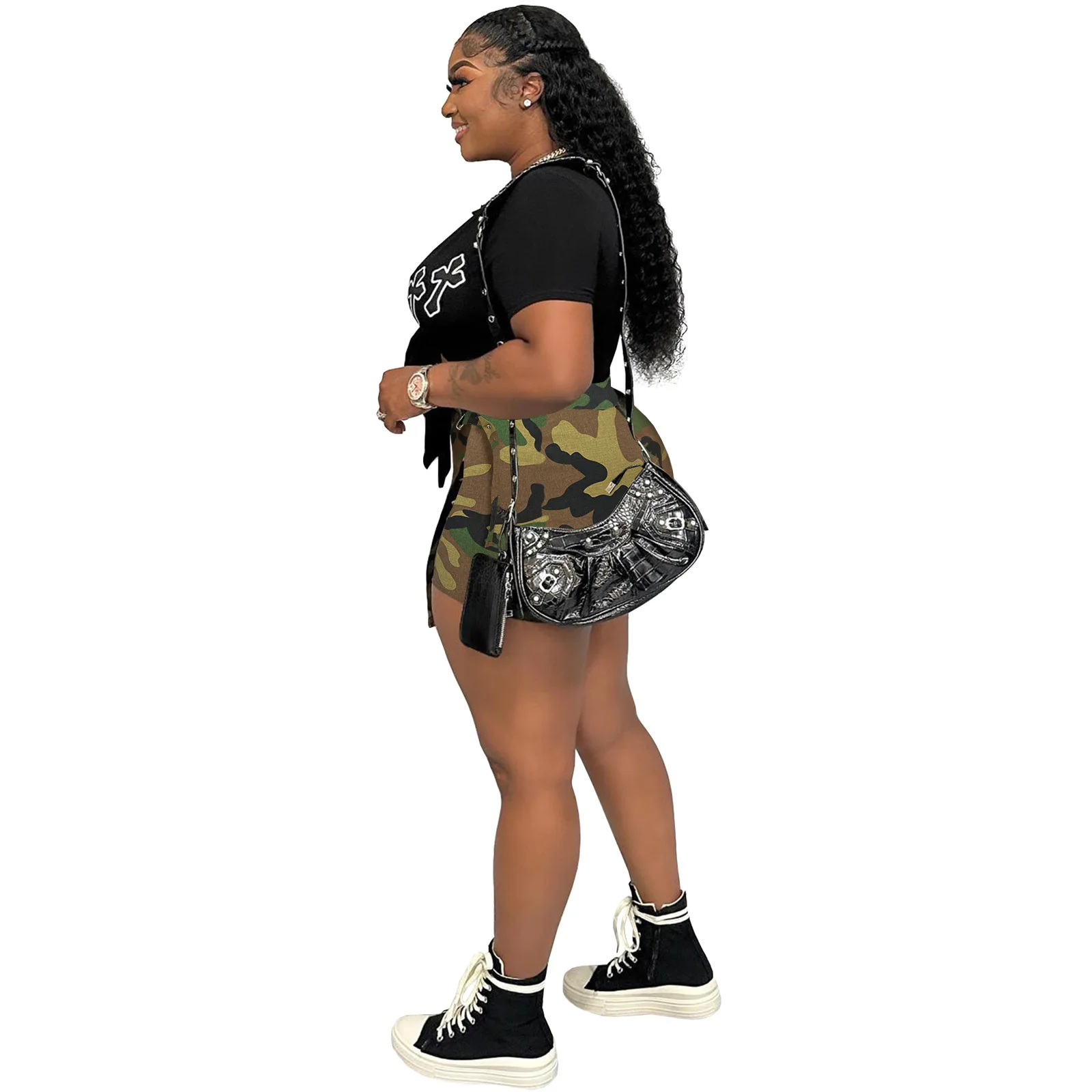 European and American fashion women's new camouflage irregular skirt pants and single pants shorts for women  sexy girl
