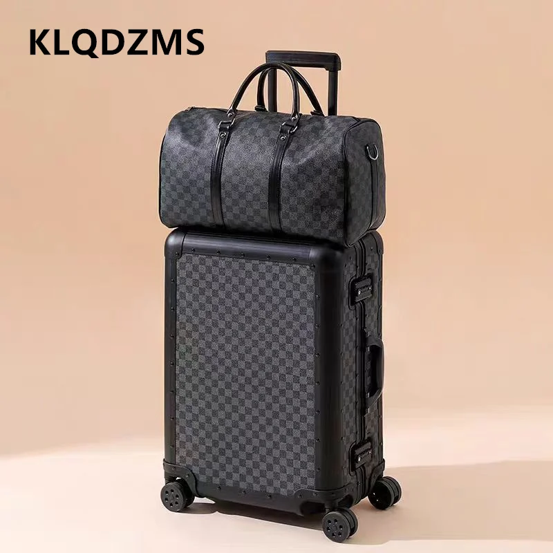 

KLQDZMS Rolling Suitcase Travel Set Full Aluminum Magnesium Alloy Boarding Box 20"24"26 Inch Trolley Case Men's Cabin Luggage