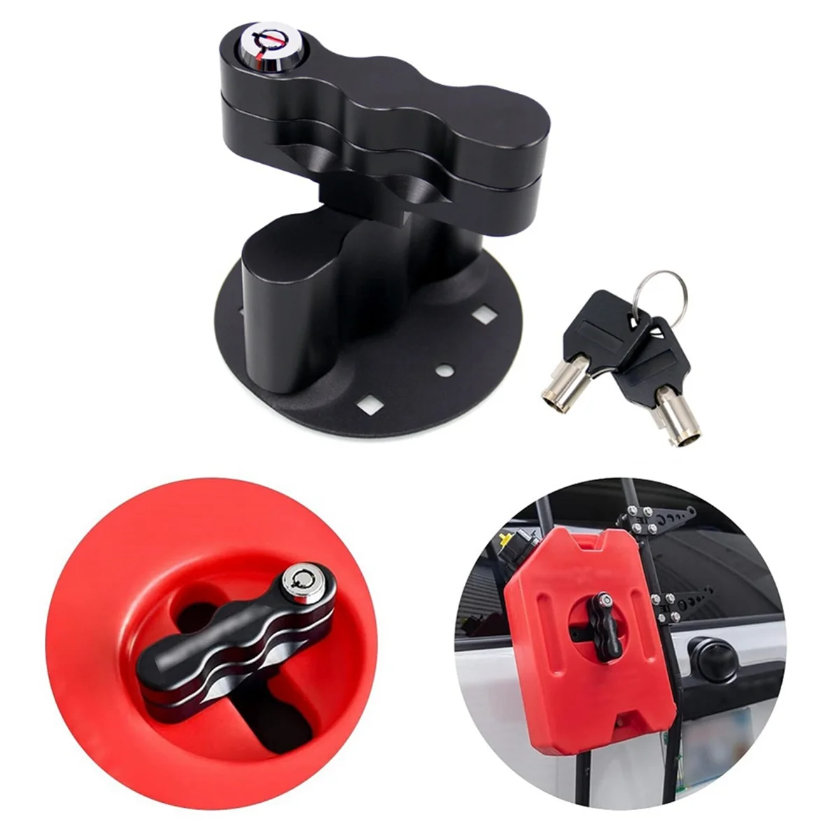 Pack Mount Lock, Locking Pack Mount with Backing Plate Base and 2 Keys, for Fuel Pack, Water Container, Storage