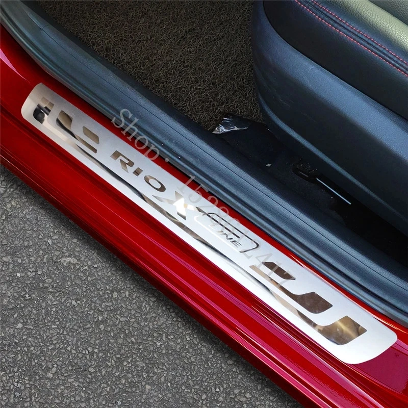 Auto Sticker For Kia Rio 3 4 K2 X-Line Accessories 2010 2011-2024 Stainless Steel Door Sill Scuff Plate Car Styling Protector