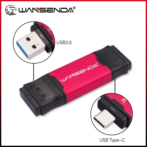 WANSENDA OTG unidad Flash USB 2 en 1 tipo C y USB 3,0 Pen Drive 512GB 256GB 128GB 64GB 32GB memoria USB Pendrive de alta velocidad