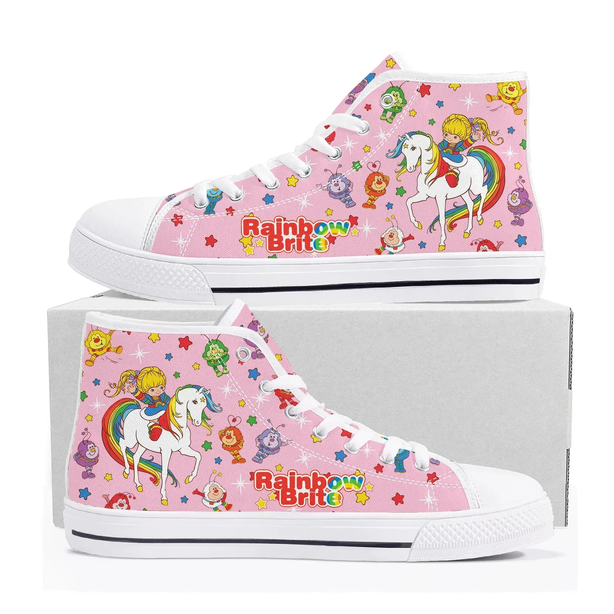 

Brite High Top Sneakers Mens Womens Rainbow High Quality Canvas Sneaker Cute Comics Manga Couple Customized Shoes
