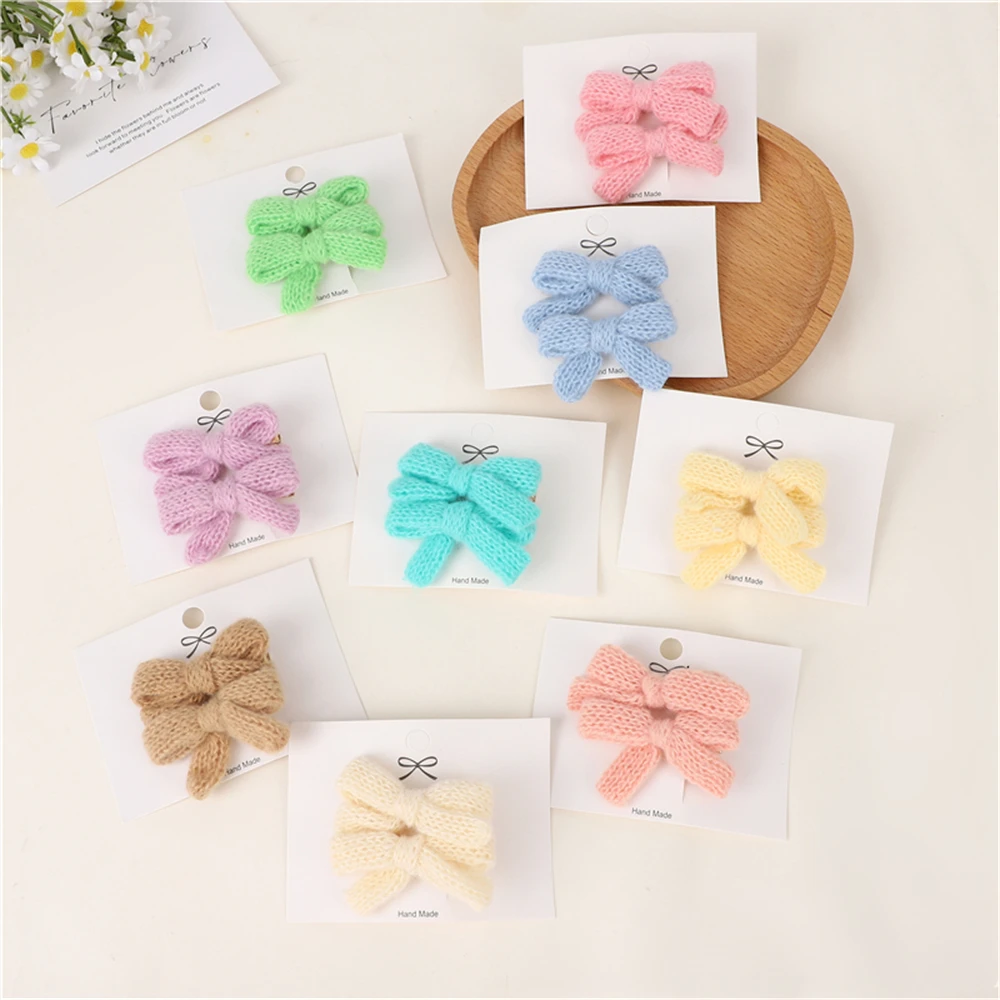 2Pcs/Set Wool Knit Hair Clips Cute Hairpins Girls BB Clips Sweet Hair Clip Barrettes Kids Headwear Baby Girl Hair Accessories